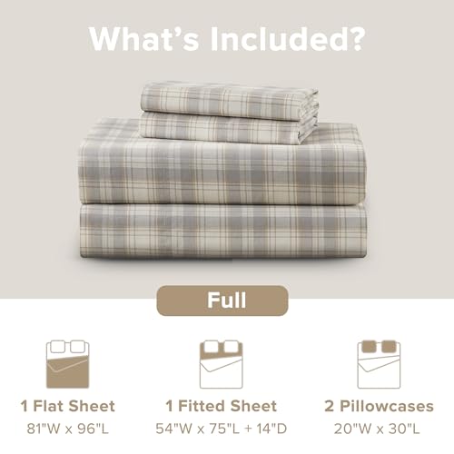 Image of Comfort Spaces 100% Cotton Percale Sheets Full Size 4 Piece, Wesley Taupe
