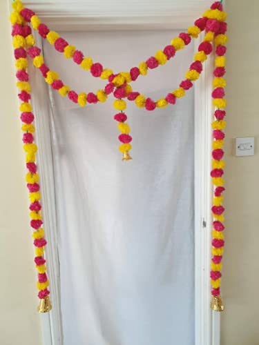 Artificial flor caléndula guirnalda toran 3 pies puerta valencia boda decoración mehndi fiesta Cover
