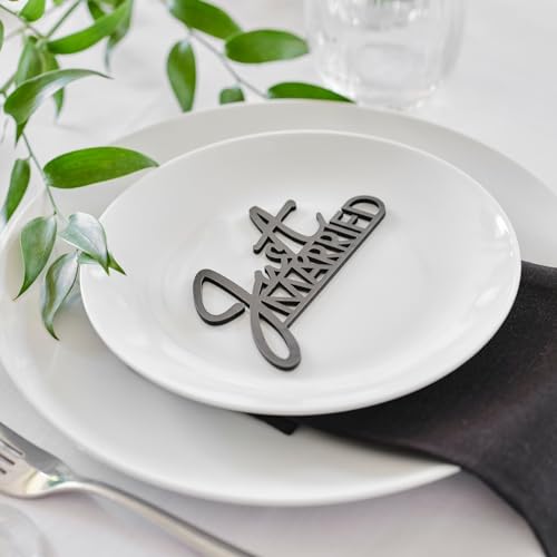 Ginger Ray Black Wooden Just Married Table Sign for Weddings - Image 3