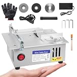 Mini Table Saw, Portable Precision Table Saw for Woodworking, 96W Mini Desktop Electric Cutter with Liftable Blade 16MM Cutting Depth, Adjustable Speed & Angle, Includes Dust Hose Brush & Gloves