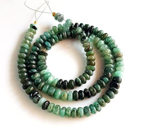 Natural Emerald Gemstone Smooth Roundels Beads | Emerald Beads Necklace | Precious Gemstone | Size 5-6 Mm 15" Inch Strand [Nfba 13] #TOP1