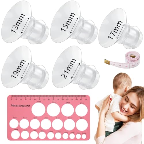 Image of Silicone Flange Insert 13/15/17/19/21mm, Compatible with Medela, Momcozy S9/S10/S12 Wearable Hand Free Breast Pump Flange Insert, Reduce 24mm Shield/Flange Nipple Tunnel Down to Correct Size