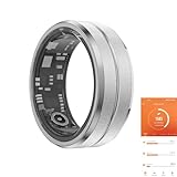 GenXenon Fitness Tracker Smart Ring,Step Counter,Heart Rate Blood Oxygen Sleep Tracker Health Ring, 6ATM Waterproof Long Battery Life Smart Rings Compatible with iOS & Android （Silver US12）