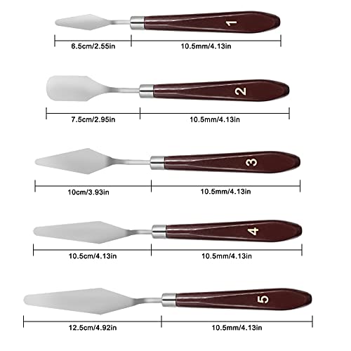 2 Pieces Art Spatula Set Of 10 Stainless Steel Wooden Handle Spatulas For Color Mixing, Lyflux Acrylic Painting, Baking Cake Frosting #TOP6