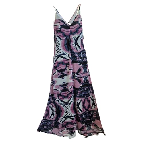 Aniston Maxikleid, Langes Sommerkleid mit V-Ausschnitt, Pink-Blau Gemustert (DE/NL/SE/PL, Numerisch, 48, Regular, Regular, pink)