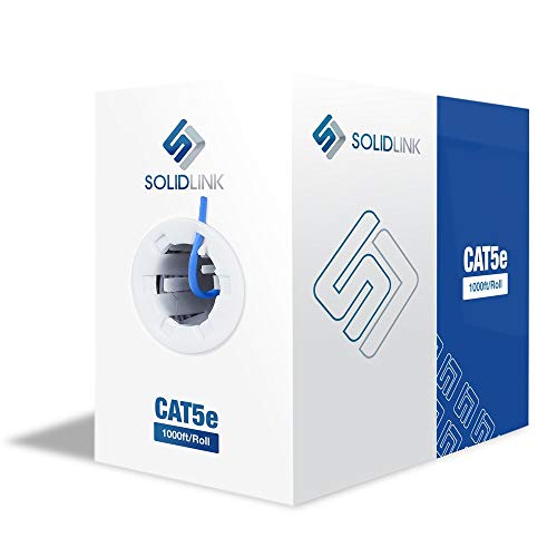 Image of CAT5e Ethernet Cable 1000ft - 24AWG Solid CCA UTP Unshielded CAT 5e, High Speed Lan Network, RJ45 Cable, Easy Pull Box Ethernet Cord (Blue)