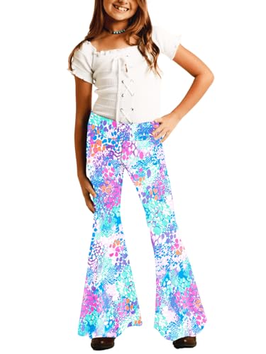 Image of Deerose Girls Halloween Hippie Bell Bottom Pants High Waist Flare Pants 5-14 Years