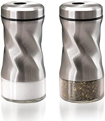 Salt and Pepper Shakers with Adjustable Pour Hole, 3 oz Salt Shaker with Clear Glass Bottom, Perfect for Black Pepper, Kosher And Sea Salts, Refillable Design - 2 PCS By Neodaco
