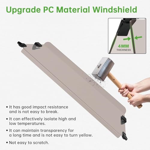 10L0L Golf Cart Windshield, Folding EZGO TXT Windscreen, Thick Golf Cart Windscreen kit, Upgrade Polycarbonate (PC) High Strength Impact Resistance, Fits EZGO TXT 1995-2013 by 10L0L - Image 5