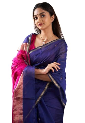 Image of Women's Cotton Woven Soft Sarees With Attach Blouse Piece.