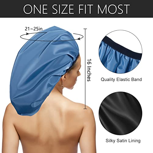Auban Extra Large Shower Cap, Double-Layer Waterproof Reusable Satin Lining XL Shower Bonnet for Women Long Hair, Braids, Locs, perms