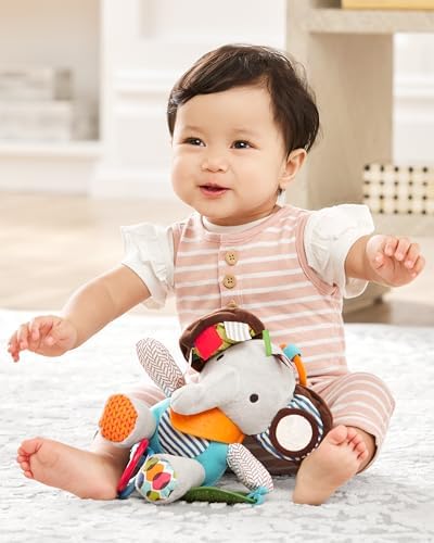 Skip Hop Bandana Buddies Baby Activity and Teething Toy with Multi-Sensory Rattle and Textures, Elephant - 3