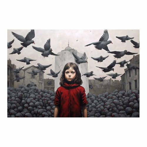 Toile murale vintage abstrait TERUEA impression d'art rouge 70x100cm