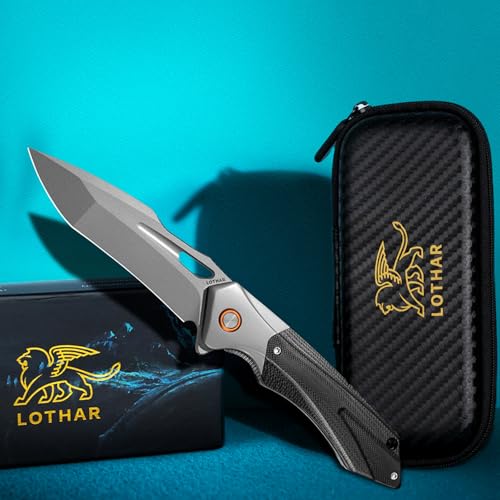 Image of LOTHAR Lich King Folding Pocket Knife, Tactical Pocket Knife for Men Women | 3.5 inch D2 Steel, G10 Handle, Cool Knife for Camping, Survival, Outdoor Gear, Christmas Halloween Father Day Gifts for Him