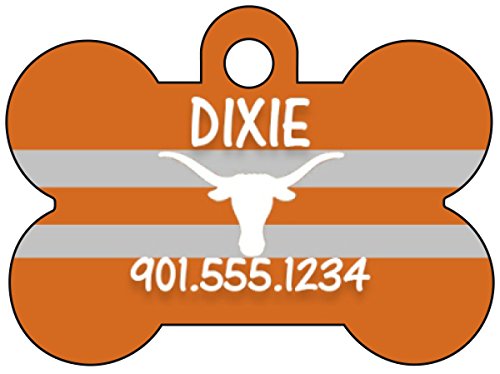 uDesignUSA NCAA Dog Tag Pet Id Tag Personalized w/Name & Number (Texas Longhorns)