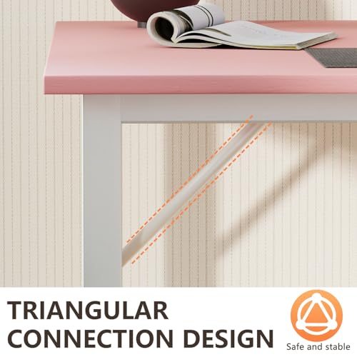 Image of BestOffice Computer Desk,Home Office Desk, Modern Simple Style for Home Office Study Writing (Pink, 55 Inch)