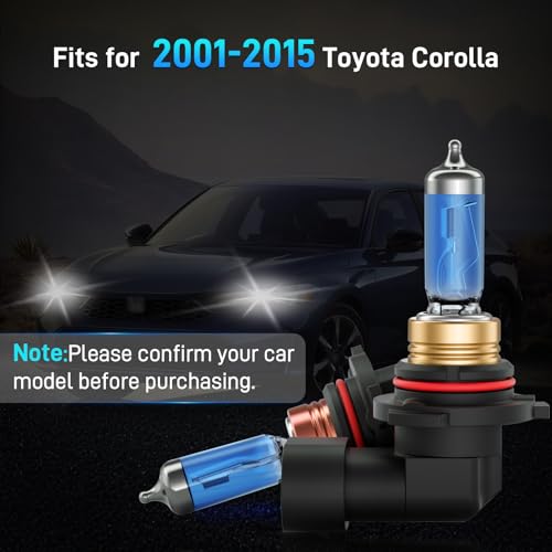 Image of XFLHEHD Fits for 2001-2015 Toyota Corolla Halogen Headlight Bulbs Combo, Ultra Bright 5000K White High Low Beam Headlight Bulbs, Plug and Play, 4 Pack