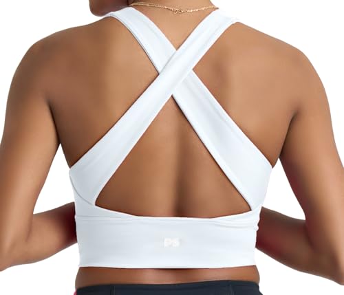 POPSUGAR Long Line Sports Bra Women, Workout Crop Tops for Women Longline Criss Cross Gym Yoga Tops with Built in Bra