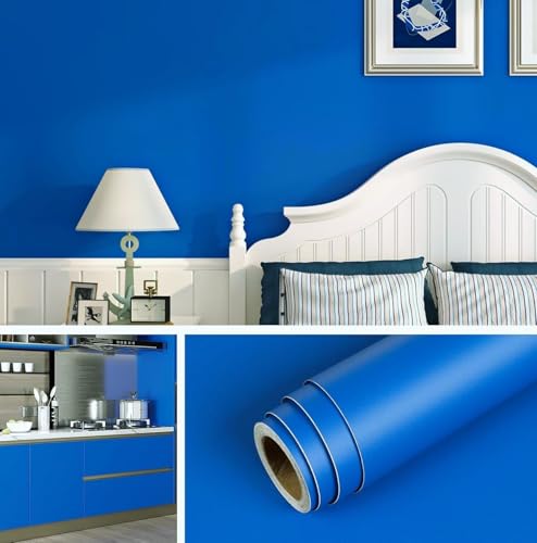 Image of ONETON Peel and Stick Royal Blue Matte Contact Paper Waterpoof Self Adhesive Decorative Wallpaper for Wall Kitchen Wallpaper for Bedroom (ROYL Blue MATT WP, 24x50 inch)