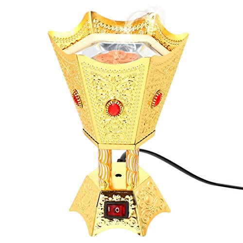 HAMAGI Bruciatore di incenso | Incensiere Elettrico a Forma Esagonale con Borchie Metalliche - Decorazione e fragranza per la casa degli uffici, Adatta per Oli Essenziali per aromaterapia, Uso