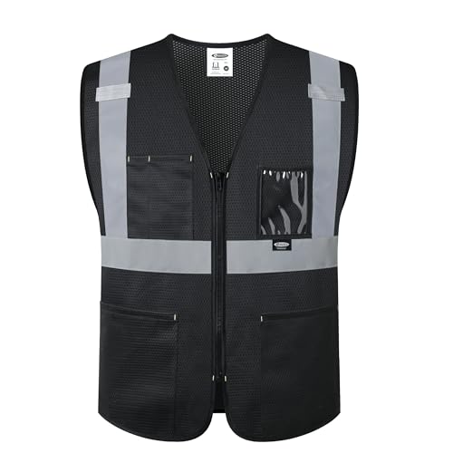 Image of JKSafety Safety Vest for men women Hi Vis Vest with Pockets and Zipper High Visibility Meet ANSI Standard(BX310