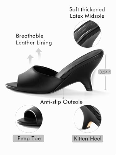 Coutgo Womens Wedge Heels Sandals Pointed Open Toe Slide Sandals Slip On Backless Summer Dress Shoes4