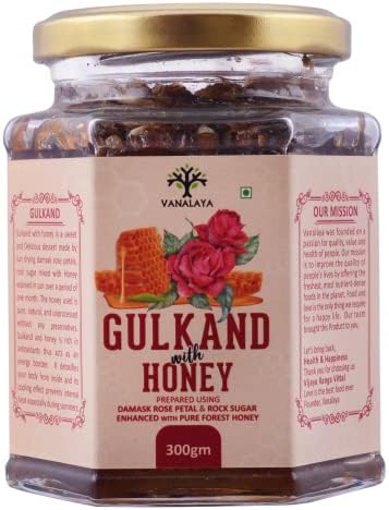 Vanalaya Natural Honey Gulkand | Sun-Cooked Damask Rose with Forest Honey 300gm