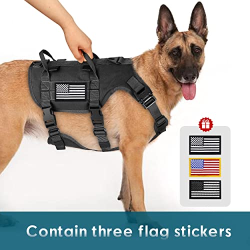Didog Tactical Dog Vest Harness, No Pull Military Dog Harness With 2 Handles，Adjustable & Escape Proof Training Vest For Medium Large Dogs, Black L #TOP6
