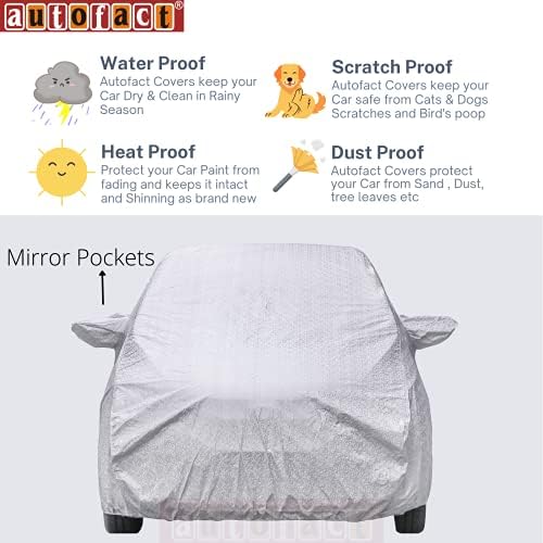 Autofact Waterproof Car Body Cover Compatible with Nissan Sunny (2011 to 2014) with Mirror Pockets (Shinning Silver)