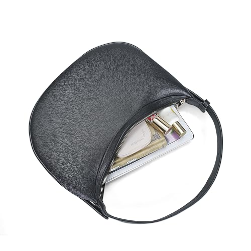 YYW Women Shoulder Bag Fashion Handbag Adjustable Crescent CrossBody Bag Underarm Purse PU Clutch with Zipper (Black) - Thumbnail 7