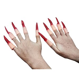 Brown Leaf Horror Halloween Scary Bloody Fake Rubber Nails Fingers for Halloween Party Props 10 PCs