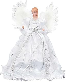 Premier Decorations Silver Christmas Tree Top Angel 40 Centimetre with Feather Wings