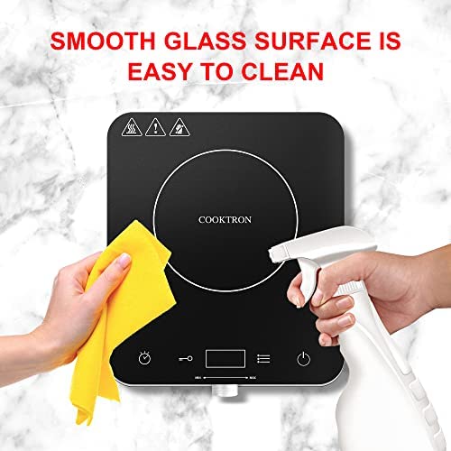 Cooktron 1800W Single Countertop Portable Induction Cooktop, Temperature Controls, Electric Hot Burner With Timer, Safety Lock, Easy To Clean, Knob, Black (Aamus-Ct-Fs-Ic321-3) #TOP5