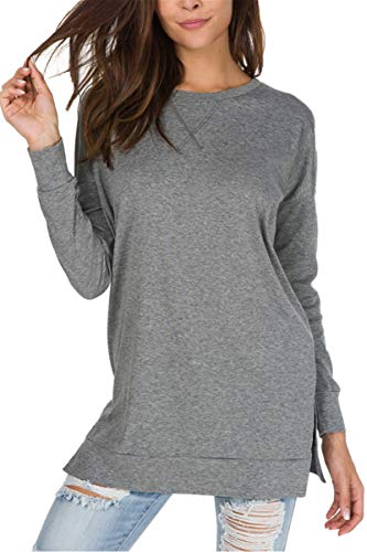 Image of levaca Women's Fall Long Sleeve Side Split Loose Blouses Casual Pullover Tunic Tops