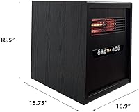 Vista 3 de Modern Ember Portable Rolling Infrared Space Heater with LED Touchscreen and Remote Control 12h Timer 1500w Quick Heating for Indoor Use Black