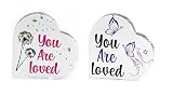 You Are Loved Heart Shaped Crystal Glass Love Sign! Great Gift Anyone for Any Occasion. Great