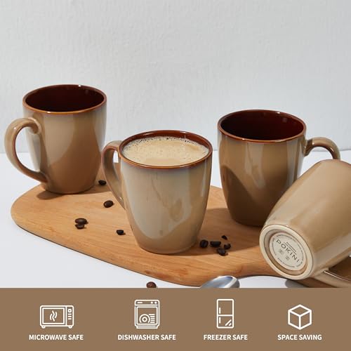 Image of Pokini Coffee Mug 14oz, Coffee Mugs Set of 4, Cups for Latte Tea Cappuccino