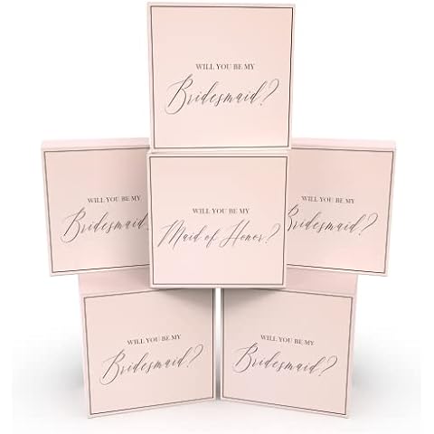 Bridesmaid Proposal Box Set of 6 I 5 Pink Will You Be My Bridesmaid Boxes & 1 Will you Be My Maid of Honor Gifts Box I Bridesmaid Boxes for Proposal I Bridesmaid Gift Box for Bridesmaid Proposal Gifts Cover