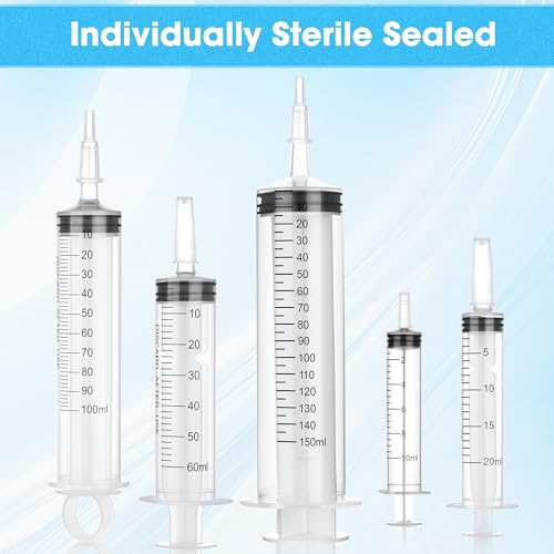 Image of 3 Pack 150mL Syringes for Liquid - Large Syringe with Tip Adapter for Liquids, Oil, Watering Plants, Refilling, Measuring