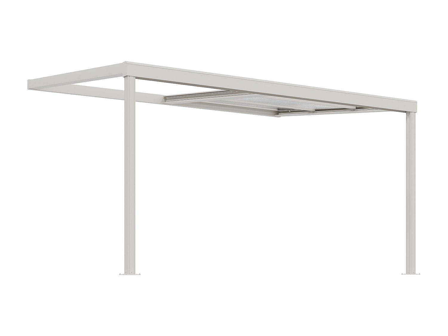 Vente-unique - Pergola adossée en Aluminium avec Toit Coulissant - 12 m² - Blanc - IZEDA