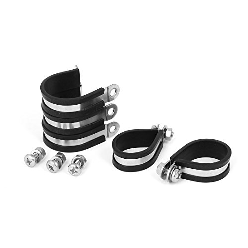 Aexit 5pcs 32mm Clamps P Clips EPDM Rubber Lined Mounting Bracket for Pipe Strap Clamps Tube Cable
