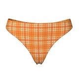 Novastar String sans couture pour femme – Imprimé écossais orange rétro 1 pour femme omfy No Show Underwear Bikini Culottes Slip, noir, X Small