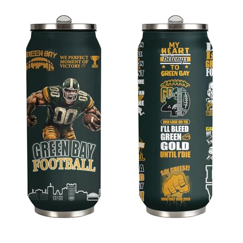 Green Bay Packers Travel Mug: Ultimate Insulated Tumbler for Fans 8 Football Tumbler Cup Travel Mug With Lid,Football Lover Gifts Stainless Steel Vacuum Tumbler Football Team Fans Coffee Mug Cup Gifts For Women Men 17 Oz