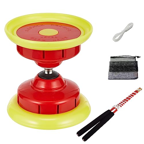 Erencook Chinese Yoyo Diabolo with Whistle Sound ,Triple Bearings Diabolo Chinese Yo-yos Juggling Toys Colorful Diabolo with Diablo Sticks, Diabolo String&Net Bag (Red)