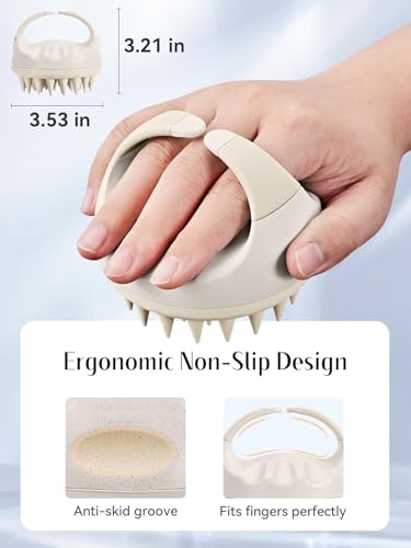Image of Hair Scalp Massager and Shampoo Brush for Shower Dandruff Removal - Wet and Dry - Encourages Growth - Includes 1 Massage Removal Heads