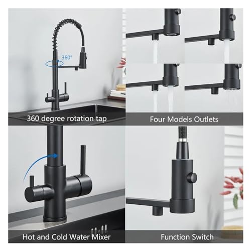 Fonction de purification de l'eau pour ce mitigeur de cuisine à double bec orientable chrome
