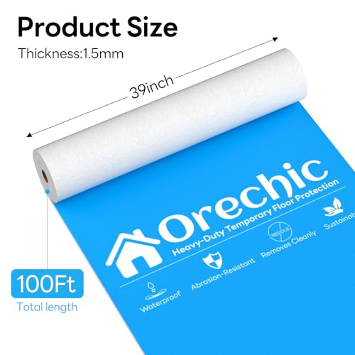 Protector Temporal para Pisos de Alta Resistencia 300 GSM, Protector Plástico para Pisos de Madera y Alfombrados Durante Renovaciones y Construcción, Tamaño 39" x 100' (Cubre 325 sqft) miniatura 2