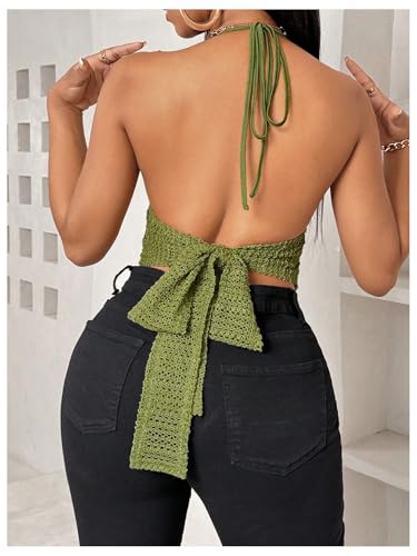 SOLY HUX Women's Deep V Neck Cut Out Halter Top Tie Backless Asymmetrical Hem Summer Tops2