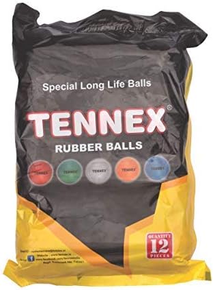 TENNEX T-10022 Rubber Rubber Ball (Multicolour) | Gully Cricket and Training | Cricket Rubber Ball (Pack of 12)