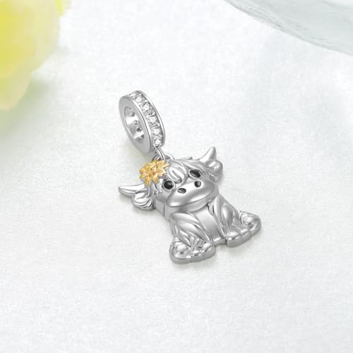 Cow Charm 925 Sterling Silver Highland Cow Charm for Bracelets Highland Cow Jewelry Gifts for Women2